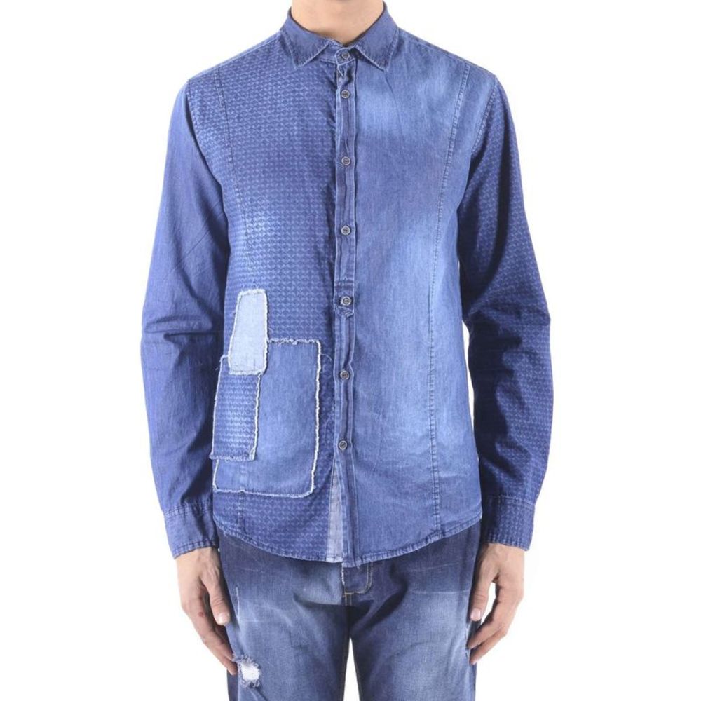 525 Blue Button-Front Classic Mens Shirt